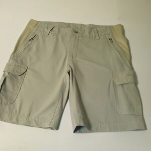 Columbia Cargo Shorts Women 10 Beige Titanium Omni-Shield Hiking Outdoor Stretch